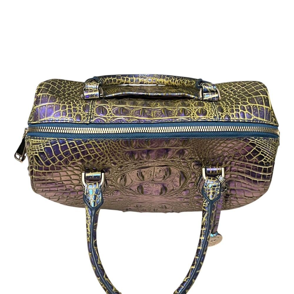 Brahmin Stacy Illuminate Melbourne Satchel Iridescent Purple Blue Leather Bag - Picture 8 of 15